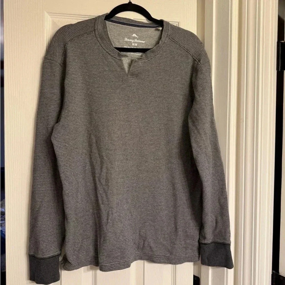 Tommy Bahama Tee Shirt Albany Stripe Abaco Charcoal Grey Medium M - Picture 1 of 7